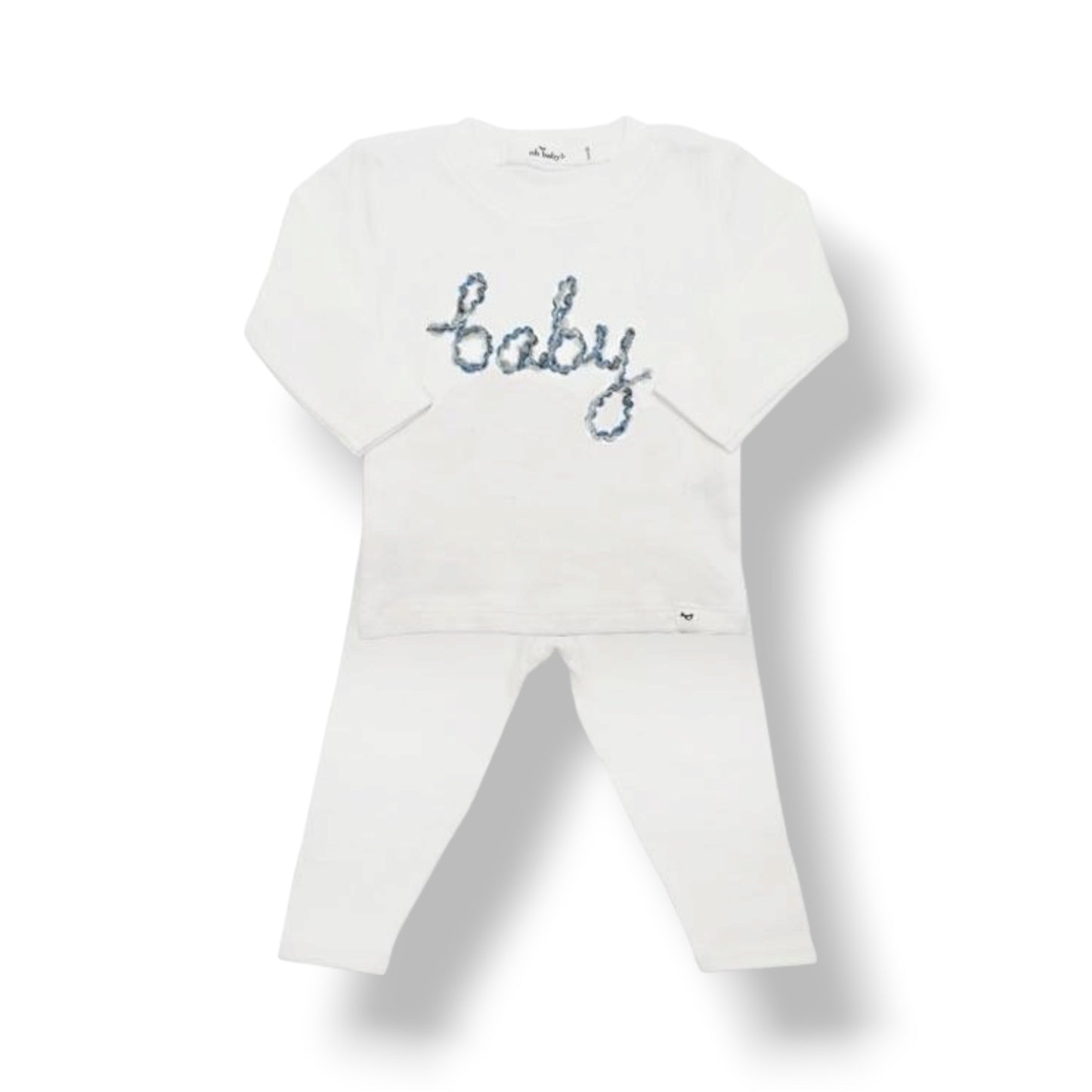 Baby in Deep Blue Yarn Cream - Two Pieces Set