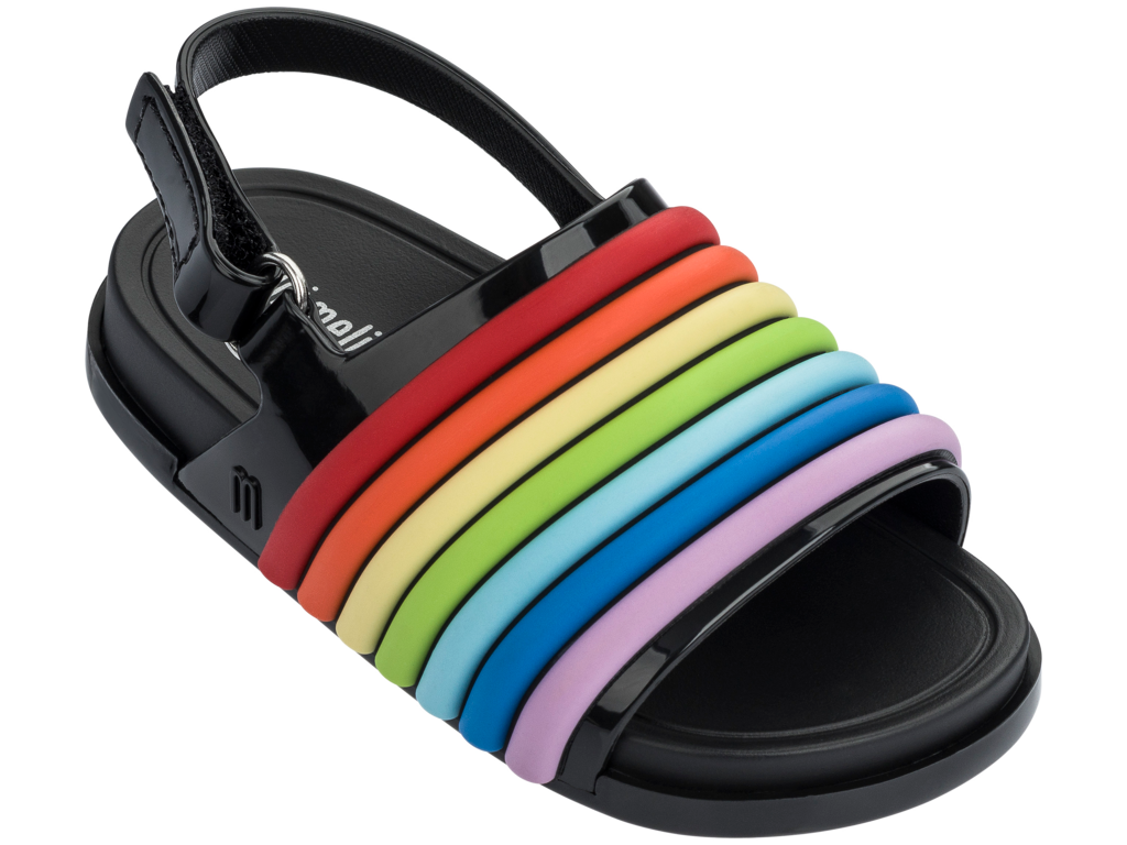 Mini Melissa Beach Slide Sandal - Black/Colorful