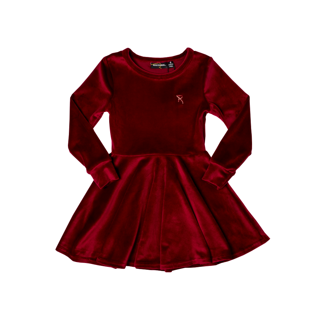 Rock Your Baby Velvet Underground Waisted Dress - Maroon