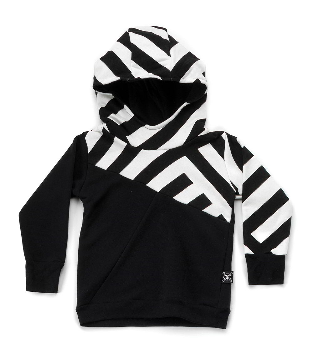 Nununu Part Striped Hoodie - Black