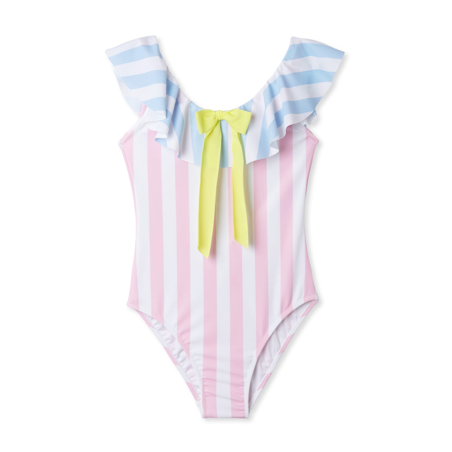 Light Blue Pink Striped Swimsuit