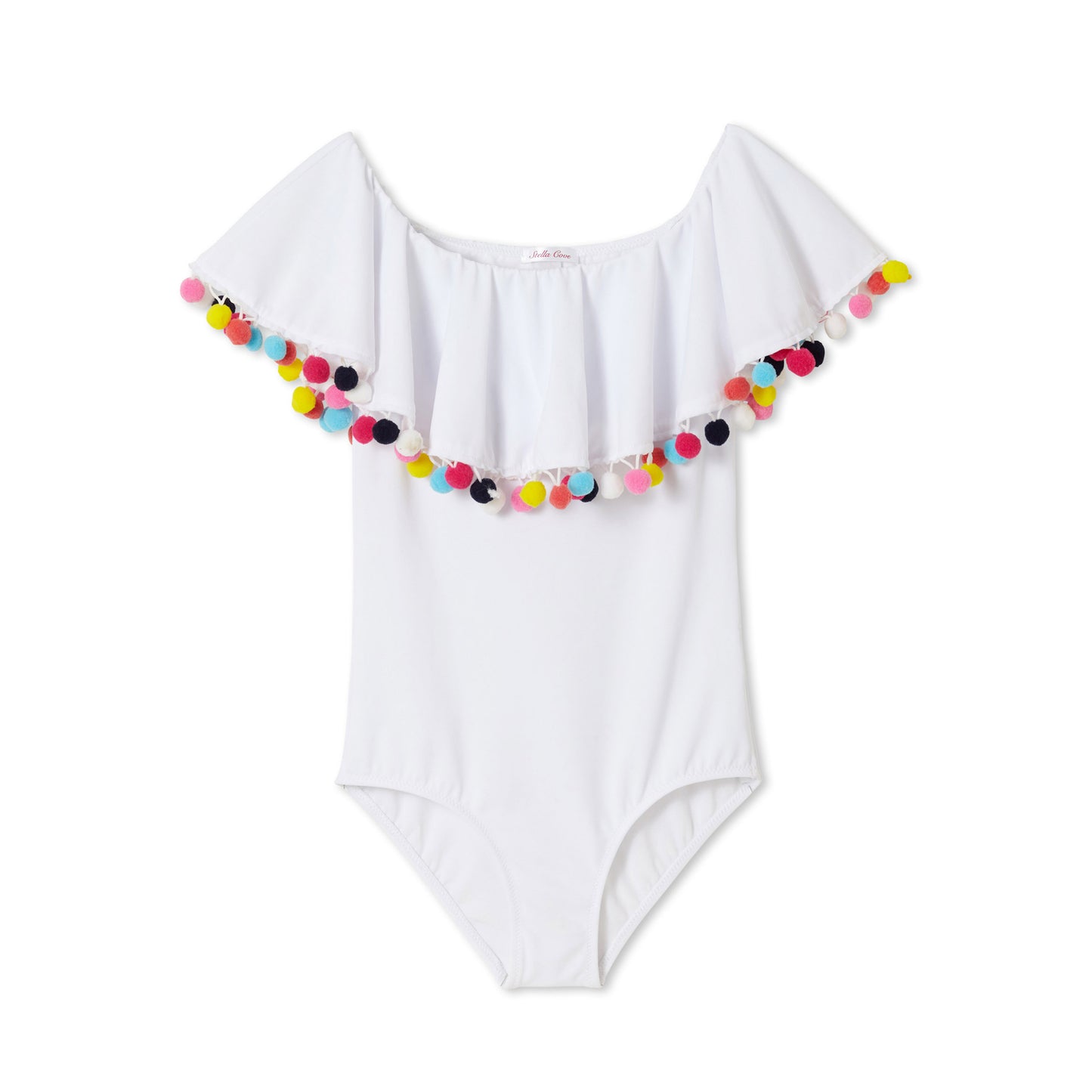 Multicolor Pom Pom Ruffle Swimsuit