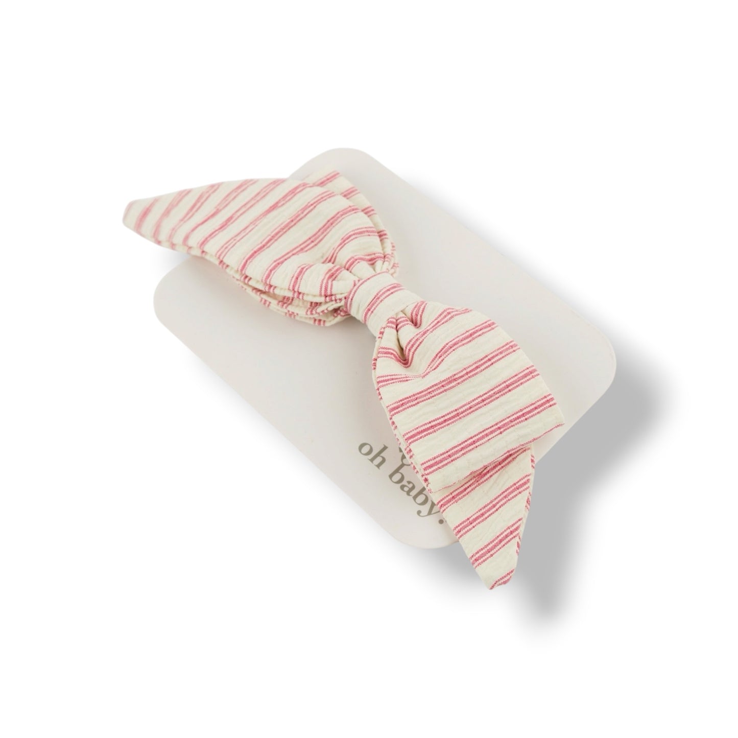 Nylon Headband - Stripes Scarlett Bow - Red Cherry