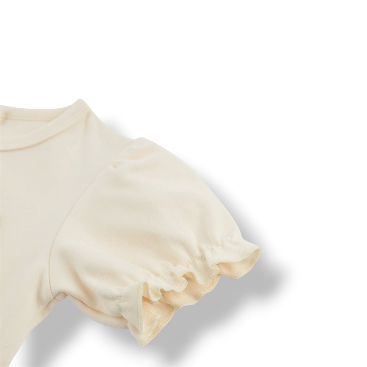 Layla Tee - Stripes Ruffle Heart Applique - Natural