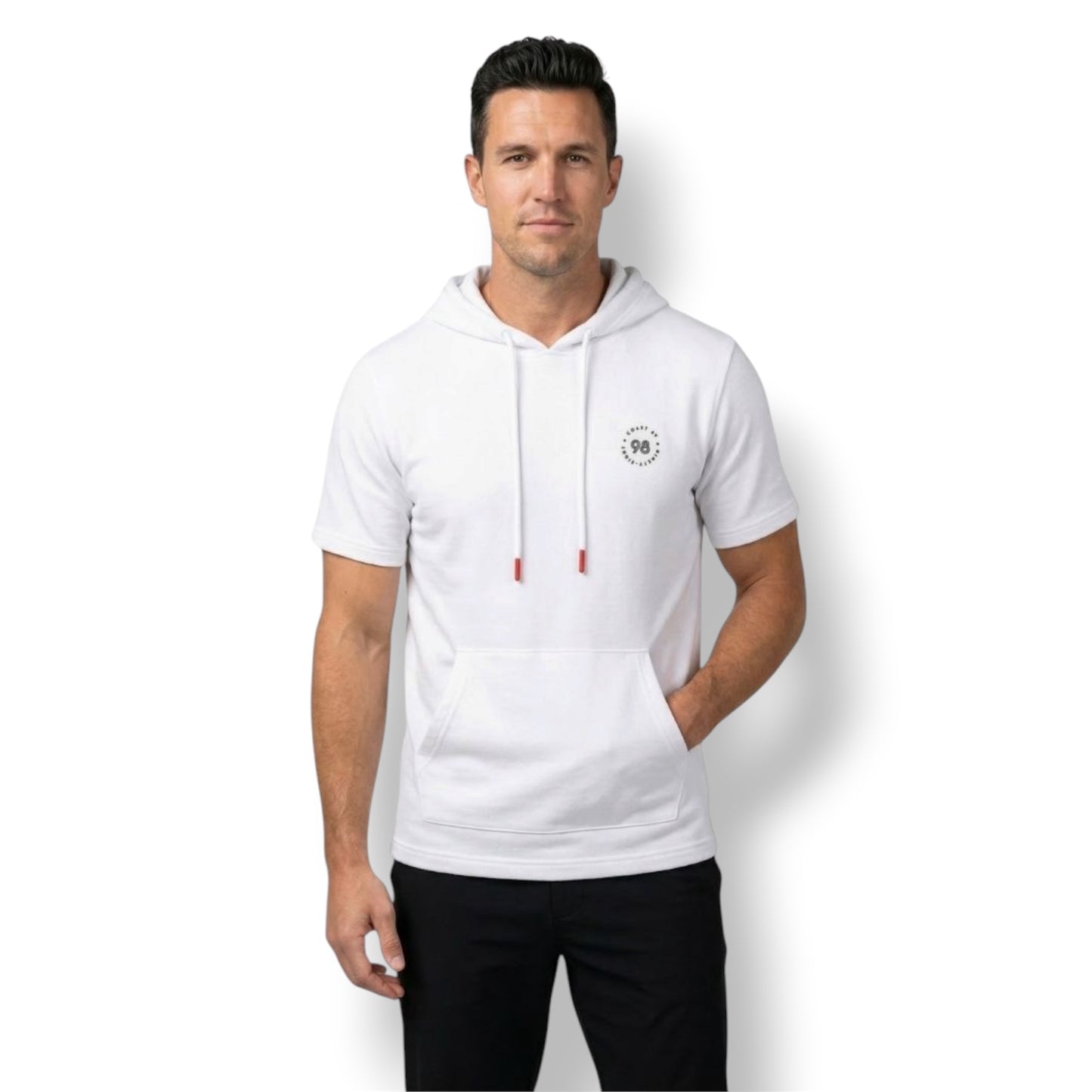 Men’s White Short Sleeve Hoodie