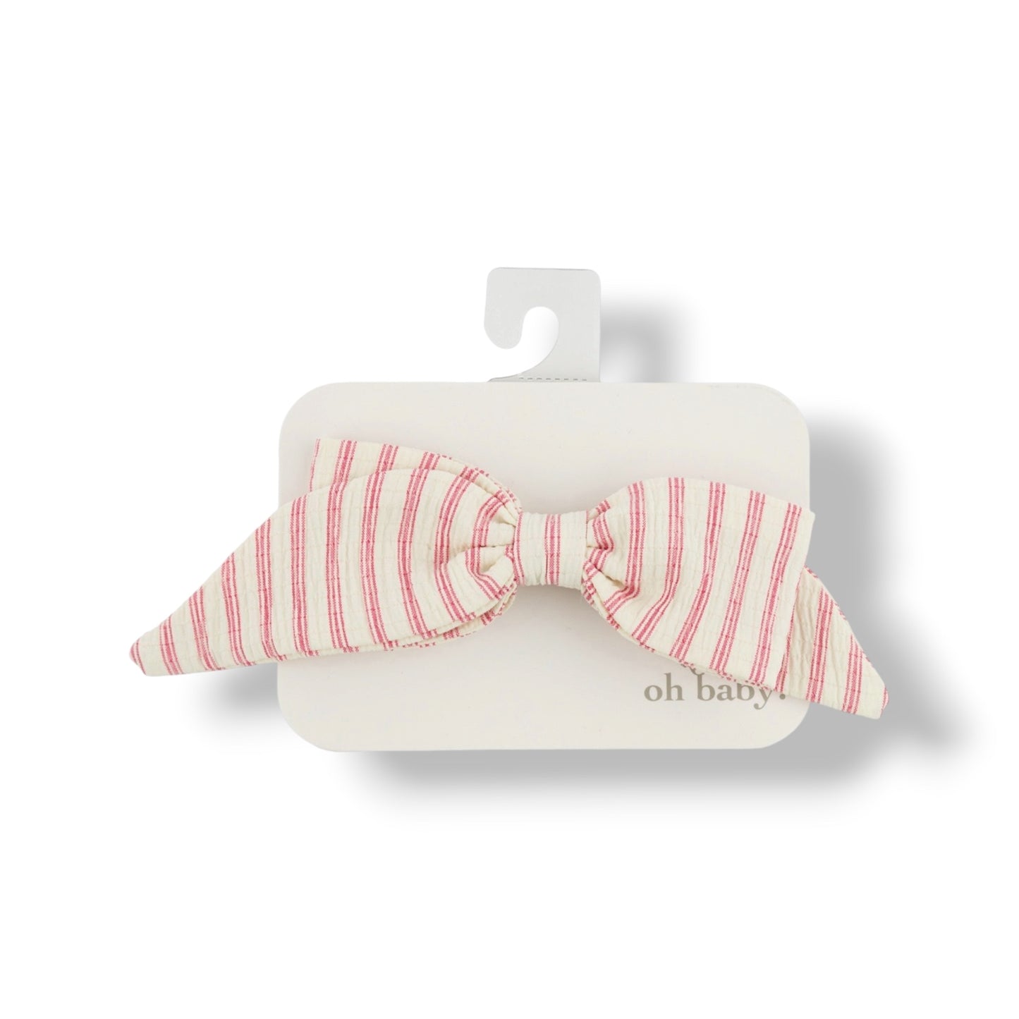 Nylon Headband - Stripes Scarlett Bow - Red Cherry
