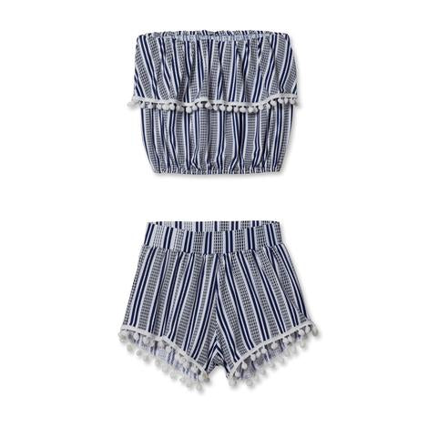 Stripe Poncho Two Piece Cover Up Set