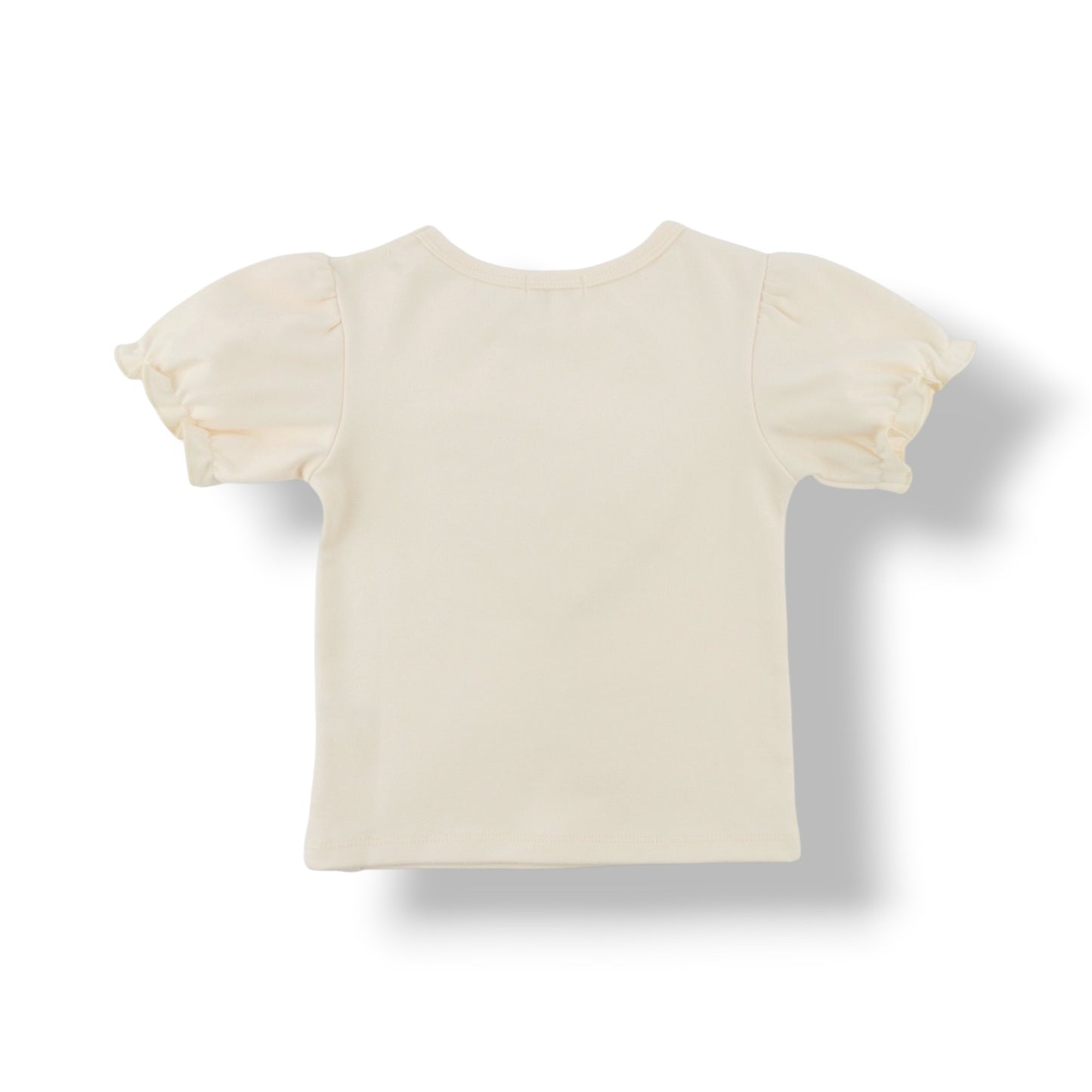 Layla Tee - Stripes Ruffle Heart Applique - Natural