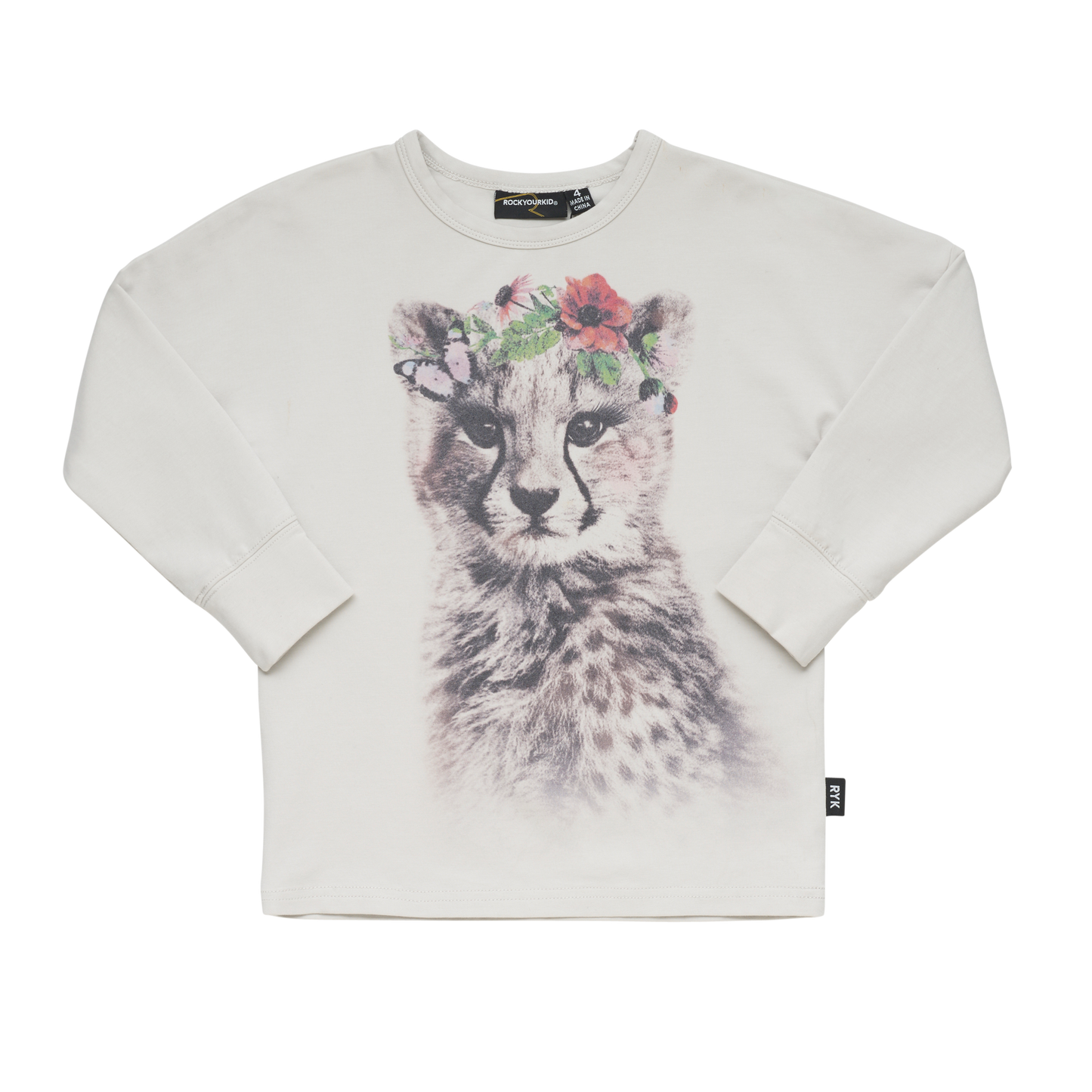 Rock Your Baby Floral Cheetah - Light Grey