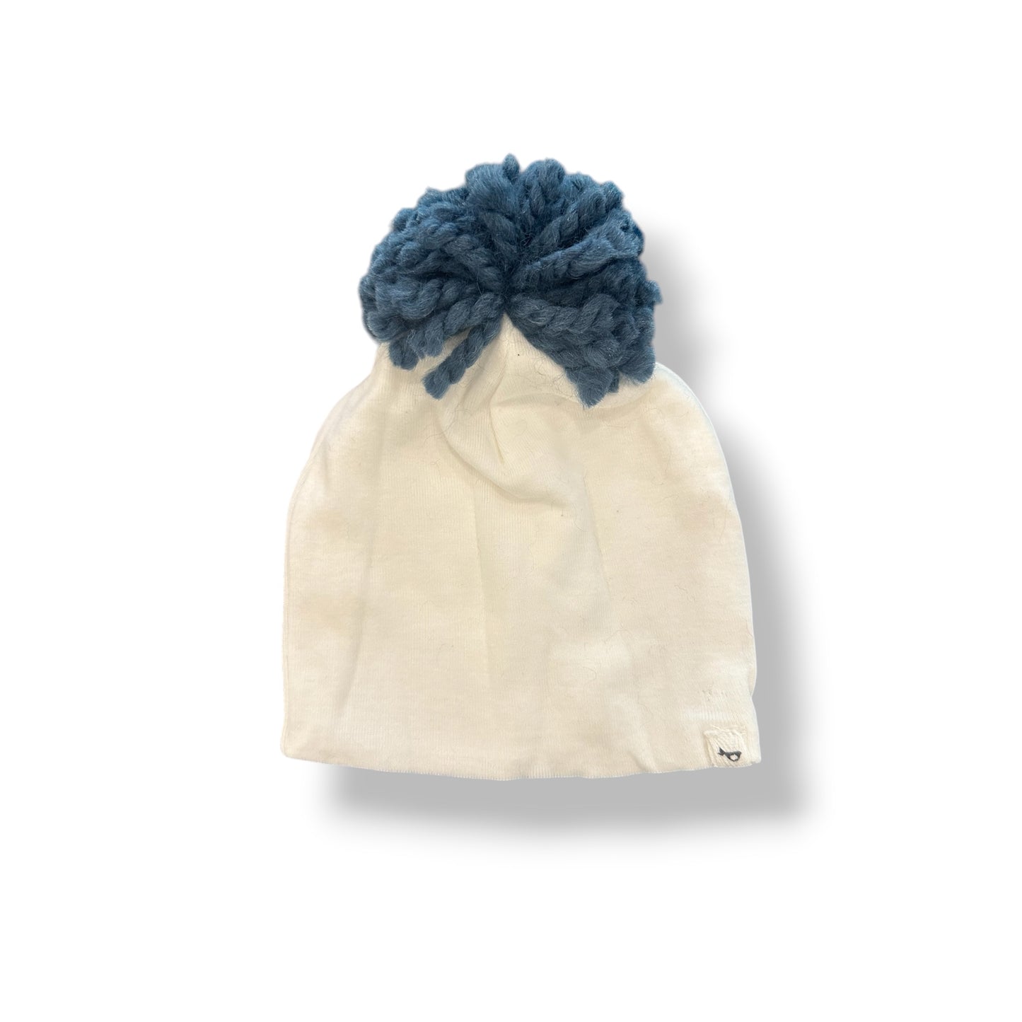 Pom Hat - Denim on White