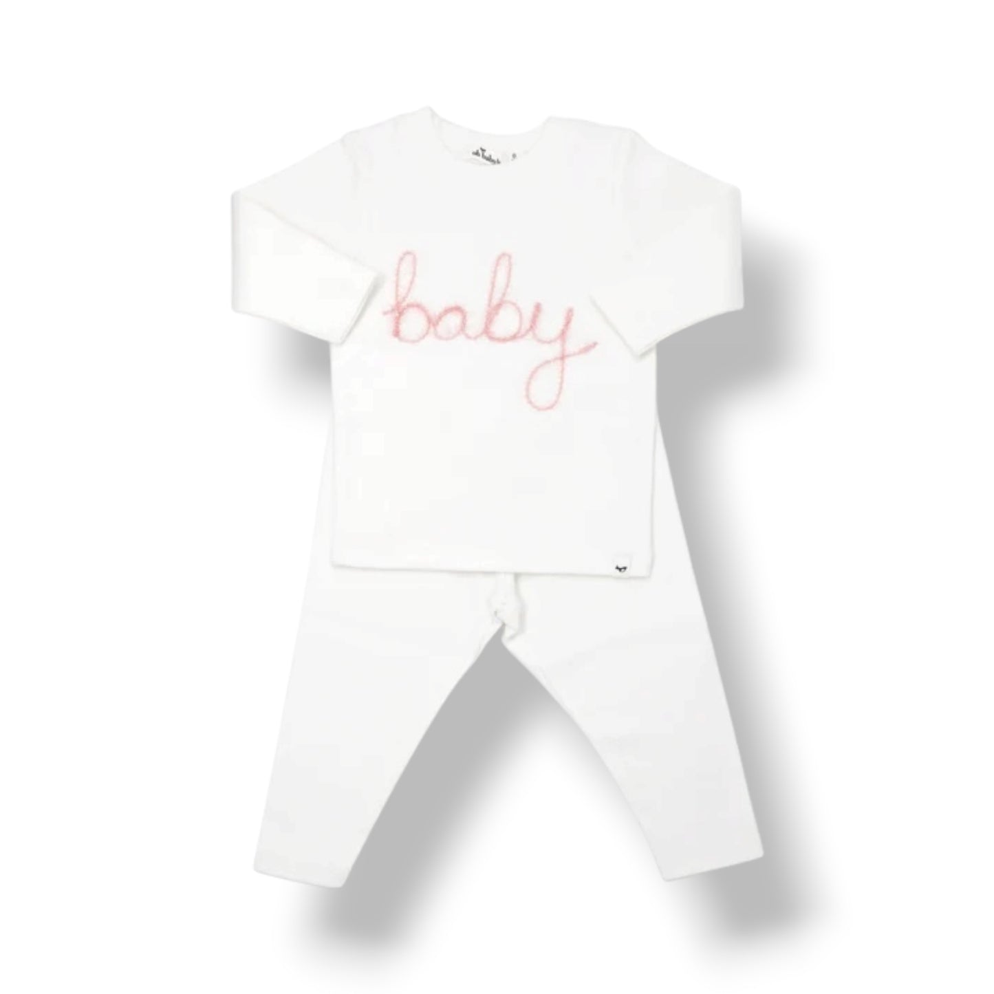 Baby in Deep pink Yarn White - Two Pieces Set