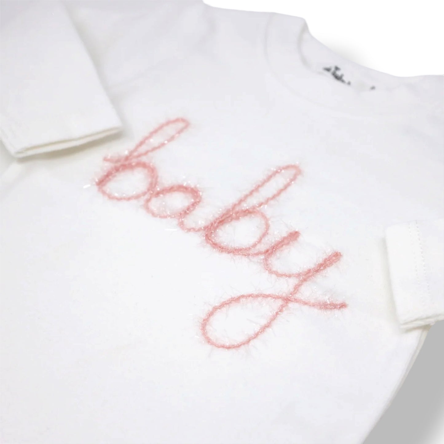 Baby in Deep pink Yarn White - Two Pieces Set