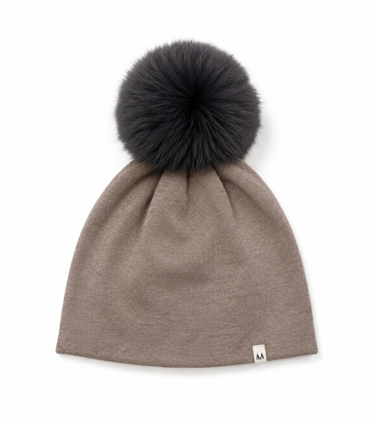 Pom Hat - Black on Cream