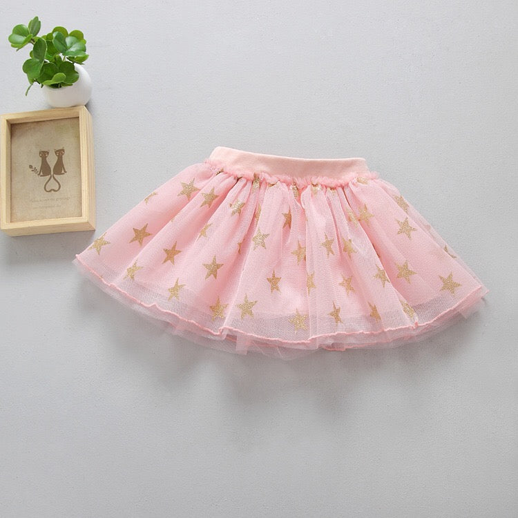 Ballet Tutu Skirt - Pink / Gold Star