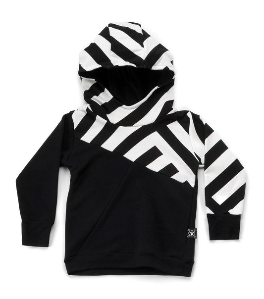 Nununu Part Striped Hoodie - Black