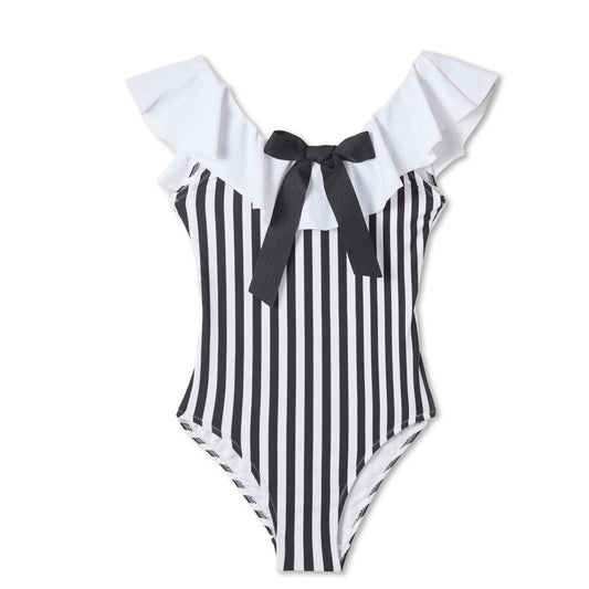 Black & White Striped Swimsuit