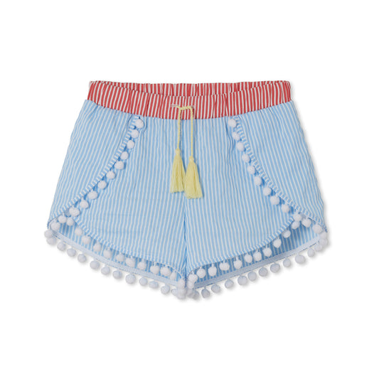 Striped Shorts With Gold Tassels